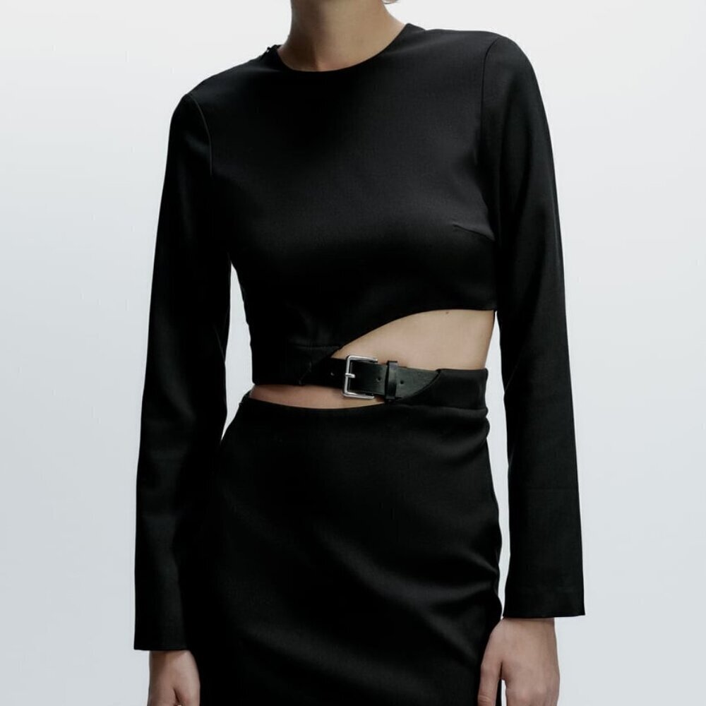 Zara Black Mini Dress with Belt Detail